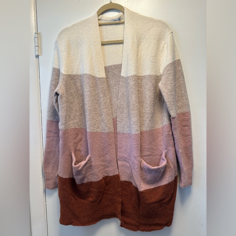 Madewell Colorblock Open Front Cardigan size small